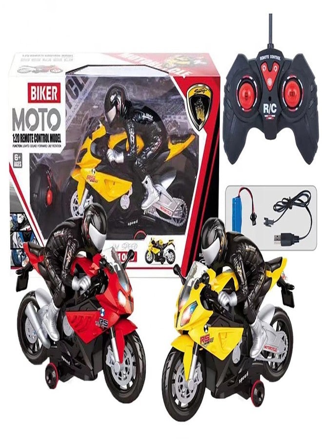 Bhavenu 1:20 Scale Rechargeable Remote Control Simulation Modeling Rc Bike Toys for Boys with Light & Sound Function, 360 Degree Rotation Multicolor, 3+ Years (Pack of 1) - Image 2